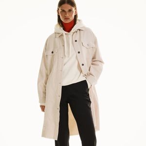 ZARA Corduroy Shacket in Ecru NWT XS